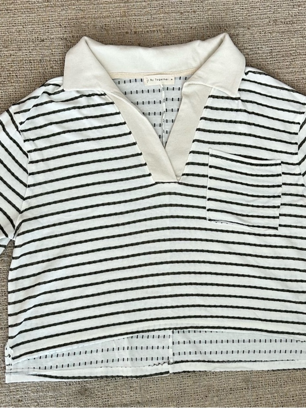 NWOT By Together Relaxed Striped Polo - Picture 4 of 9
